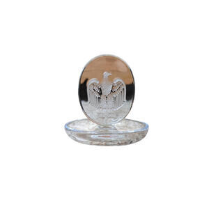 Lalique Crystal Bicentennial American Eagle Pin Tray 1776-1976 Signed 3.75in